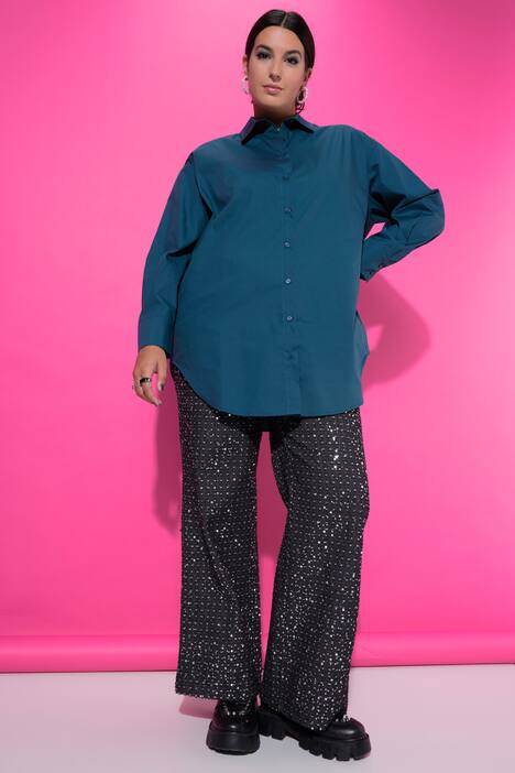 Bluse, oversized, Rücken-Knopfleiste, Langarm
