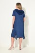Hooded Cold-Dyed Half-Sleeve A-Line Embroidery Insert Jersey Dress
