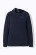 Bluse i acetat, asymmetrisk skjortekrage, lange ermer