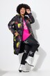 Cappotto trapuntato dal taglio oversize con stampa colorata e cappuccio