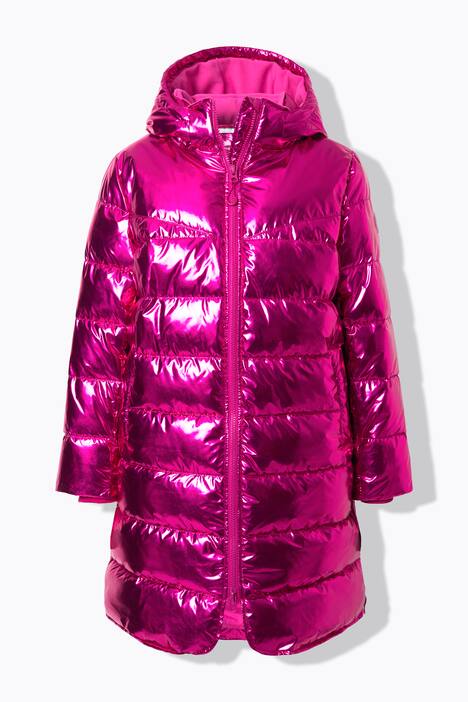 Hooded A-Line Metallic Shimmer Puffer Coat