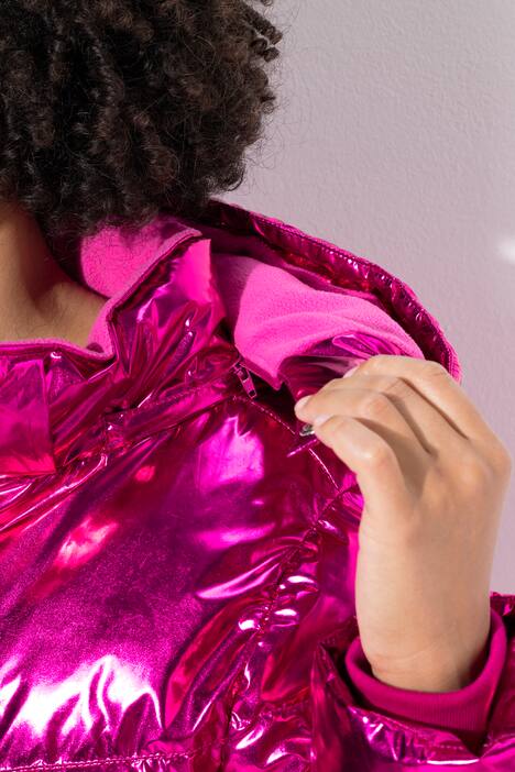 Hooded A-Line Metallic Shimmer Puffer Coat