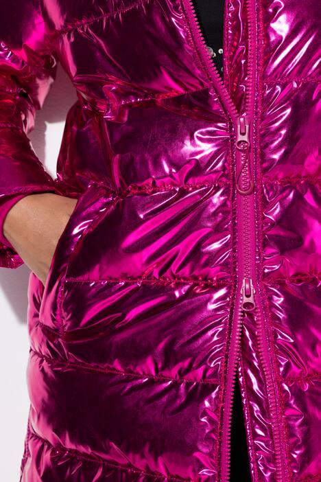 Hooded A-Line Metallic Shimmer Puffer Coat