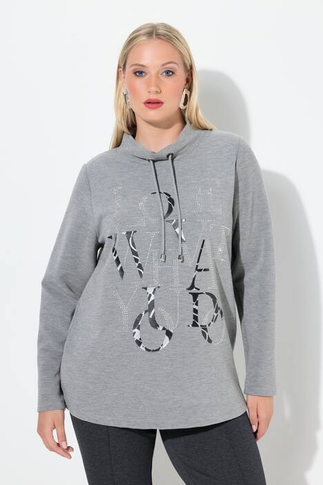 Sweatshirt, dekorative steiner, båthals, langermet