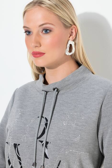 Sweatshirt, dekorative steiner, båthals, langermet