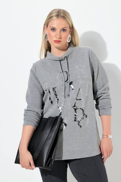 Sweatshirt, dekorative steiner, båthals, langermet