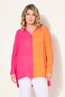 Bluse, A-linje, sateng, kontrastfarger, lange ermer