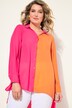 Bluse, A-linje, sateng, kontrastfarger, lange ermer