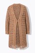 Long-Strickjacke, Straight Fit, Fransensaum