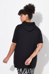 Sweat-shirt à capuche, manches courtes et cœur imprimé léopard, coupe Loose Fit