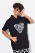 Sweat-shirt à capuche, manches courtes et cœur imprimé léopard, coupe Loose Fit