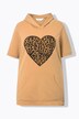 Sudadera con capucha, Loose Fit, corazón de leopardo, media manga