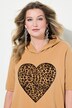 Sudadera con capucha, Loose Fit, corazón de leopardo, media manga