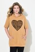 Sudadera con capucha, Loose Fit, corazón de leopardo, media manga