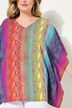 Bluse-poncho, overdimensjonert, slange-trykk