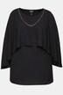Bluse, krepp, skulderdrapering, avtakbart kjede