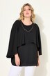 Bluse, krepp, skulderdrapering, avtakbart kjede