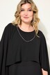 Bluse, krepp, skulderdrapering, avtakbart kjede