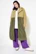 Abrigo Teddy, forma recta, bicolor, cuello con solapa, manga larga
