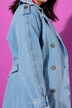 Trenchcoat i denim, A-form, revers, bindebælte