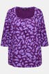 Shirt, A-lijn, sierplooien, carréhals, 3/4-mouwen