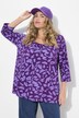 Shirt, A-lijn, sierplooien, carréhals, 3/4-mouwen