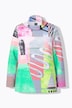 Sweat-shirt en modal mélangé à motif patch, col montant et manches longues