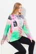 Sweat-shirt en modal mélangé à motif patch, col montant et manches longues