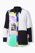 Bluse i lyocell, lappedesign, skjortekrage, lange ermer