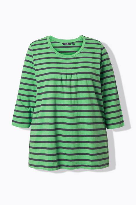 Shirt, strepen, A-lijn, ronde hals, sierplooien, 3/4-mouwen