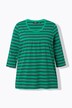 T-shirt rayé avec plis fantaisie, col rond et manches 3/4, coupe évasée