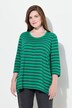 T-shirt rayé avec plis fantaisie, col rond et manches 3/4, coupe évasée