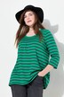 T-shirt rayé avec plis fantaisie, col rond et manches 3/4, coupe évasée