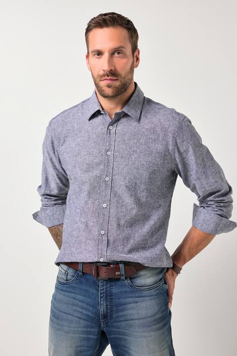 JP 1880 overhemd van linnenmix, lange mouwen, kentkraag, Modern Fit, tot 8XL