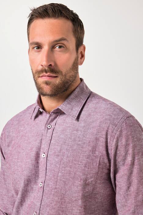 JP 1880 overhemd van linnenmix, lange mouwen, kentkraag, Modern Fit, tot 8XL