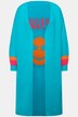 Chaqueta de punto larga, forma abierta, emoticono en la espalda