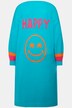 Chaqueta de punto larga, forma abierta, emoticono en la espalda