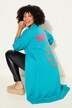 Chaqueta de punto larga, forma abierta, emoticono en la espalda