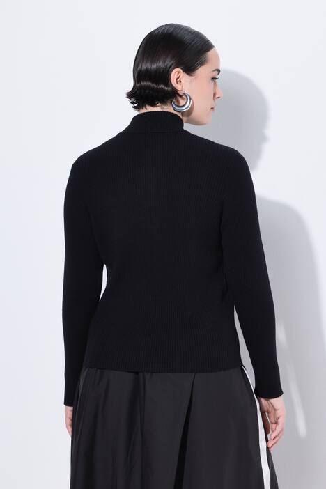 Pullover, troyer, geribbeld breisel, Slim, ritskraag