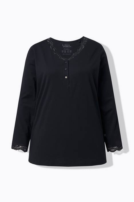 Pyjama avec dentelle et boutons, manches longues et col V
