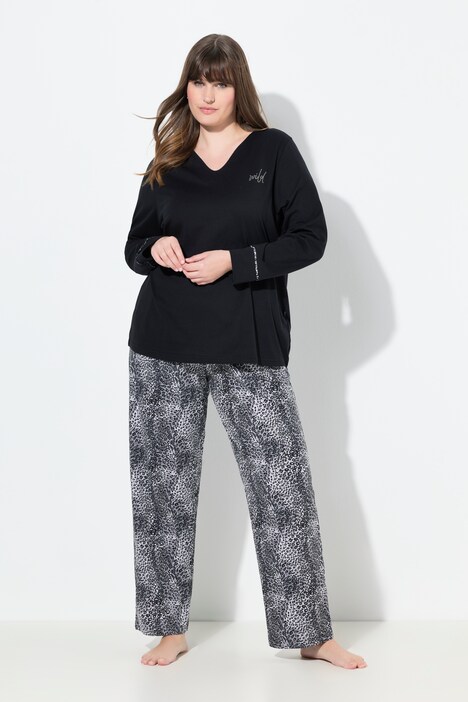 Pyjama, tuniekhals, lange mouwen, zakken