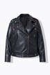 Chaqueta motera, aspecto de cuero, piedras brillantes de colores