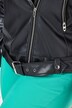 Chaqueta motera, aspecto de cuero, piedras brillantes de colores