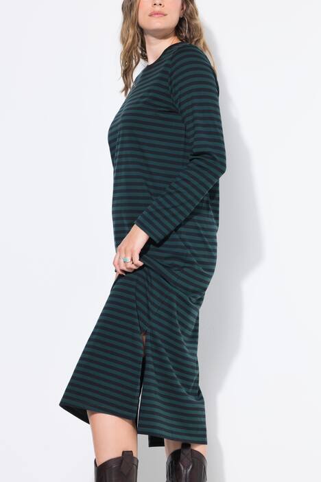 Maxikleid, A-Line, Jersey mit Ringeln, Langarm