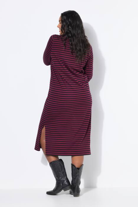 Maxikleid, A-Line, Jersey mit Ringeln, Langarm