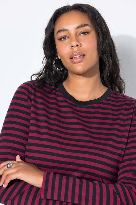 Maxikleid, A-Line, Jersey mit Ringeln, Langarm