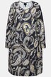 Jerseykjole, Paisley, A-form, rund hals, lange ærmer