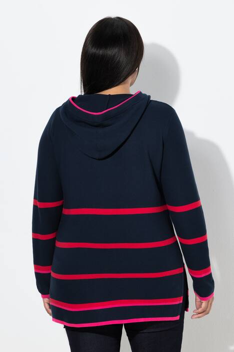Pullover, Ringel, Farbakzente, Kapuze, Langarm