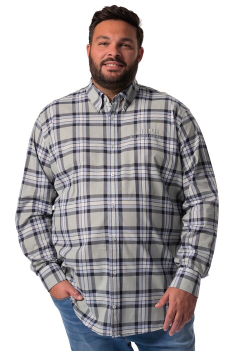 Kostkovaná košile Men+, dlouhé rukávy, límeček s knoflíky, Comfort střih, do 8XL