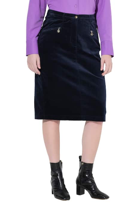 Sametová sukně Mony, kapsy na zip, komfortní pas